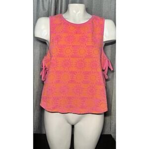 Free People Pink Orange Towel Terry Tank Top with side ties Size XSmall